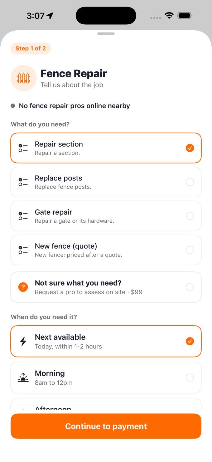 Booking a service in Joberr