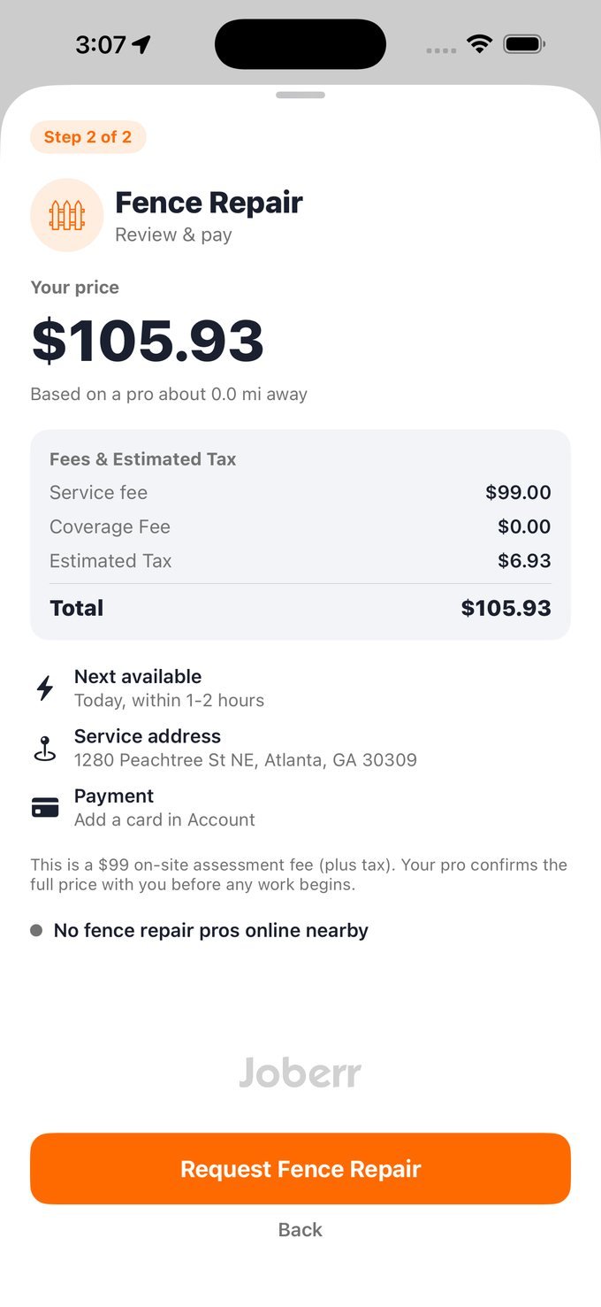 Review and pay screen